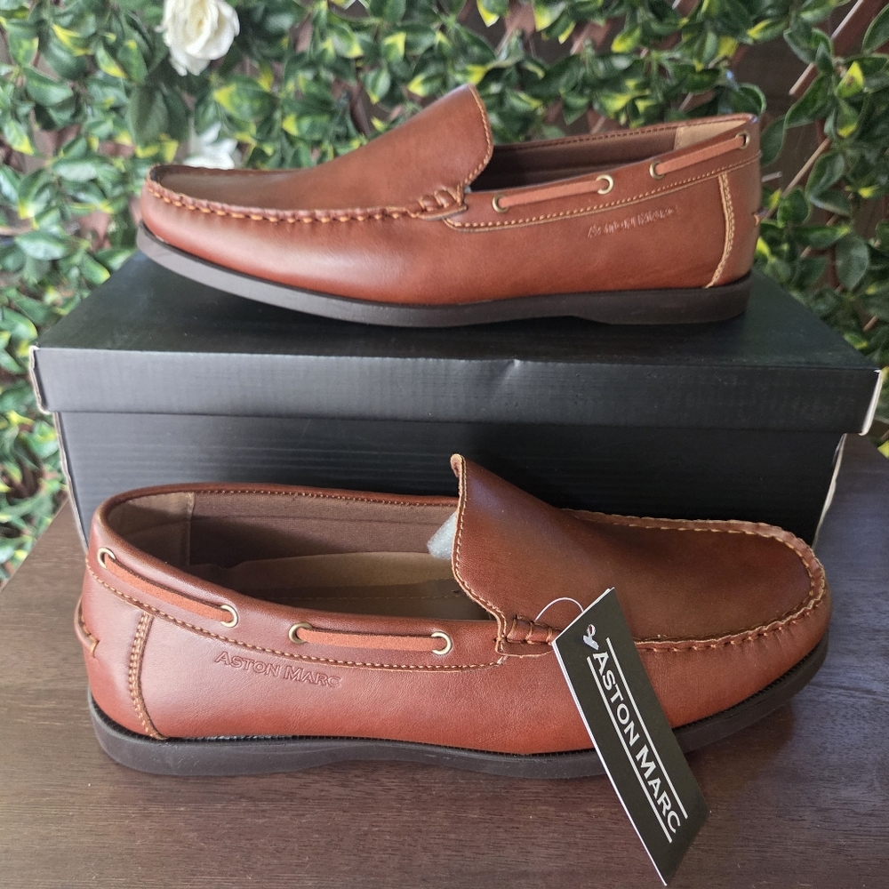 Tan Driving Loafers Faux Leather Aston Marc Abrams Comfort Sz 10 NWT